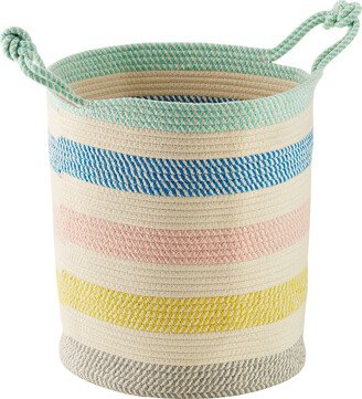 Cotton Rope Round Bin w/Handle Multicolor