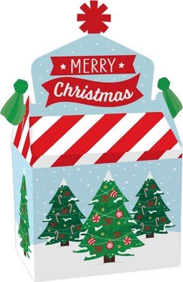 Big Dot of Happiness Snowy Christmas Trees - Treat Box Party Favors - Classic Holiday Party Goodie Gable Boxes - Set of 12