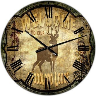 Designart Welcome Lodge Deer Large Cottage Wall Clock - 36 x 28 x 1