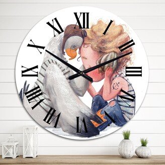 Designart 'Little Girl With Albatros II' Children's Art wall clock