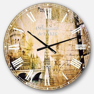 Designart Vintage Oversized Round Metal Wall Clock