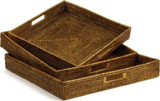 Napa Home & Garden Set Of 3 Burma Rattan Ottoman Trays