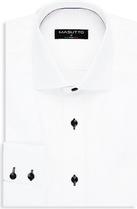 Masutto Textured Contrasting Buttons Dress Shirt