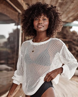 The Fishnet Crewneck Cover-Up - White Sand