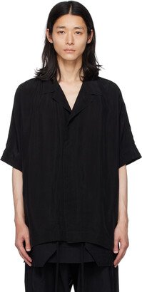 Black Spread Collar Shirt