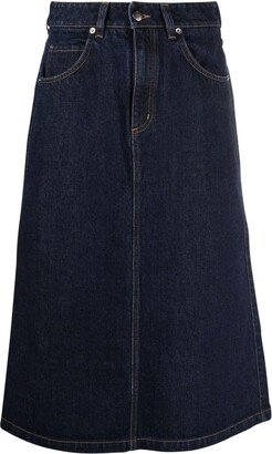 High Waist Midi Denim Skirt-AA