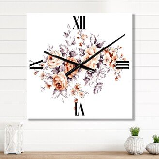 Designart 'Pink Wild Roses' Traditional wall clock-AA