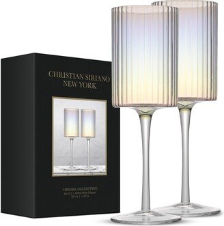 Christian Siriano Set of 2 Stunning Chroma Iridescent Wine Glasses