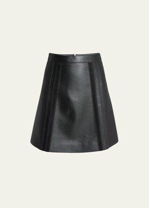 Suede Embroidered Napa Leather Mini Skirt-AA