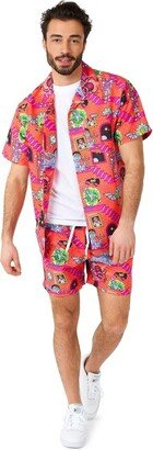 OppoSuit Men' Summer Set - Rick & Morty Surreal - Red - Size: L