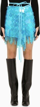 Blue mini skirt with geometric sequins