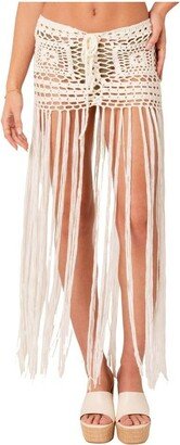 Edikted Women's Crochet Skirt With Floor Length Tassels