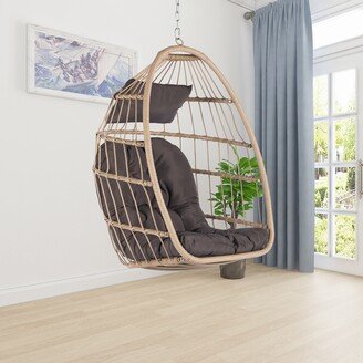 RASOO Portable and Foldable Outdoor Rattan Egg Swing Chair-AA