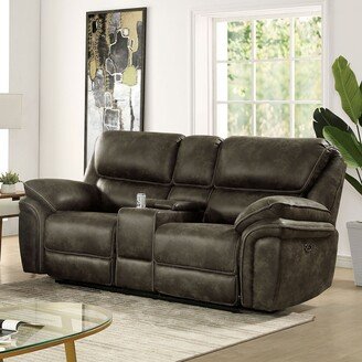 Ruddern Contemporary Mocha Padded Power Reclining Loveseat with USB Port