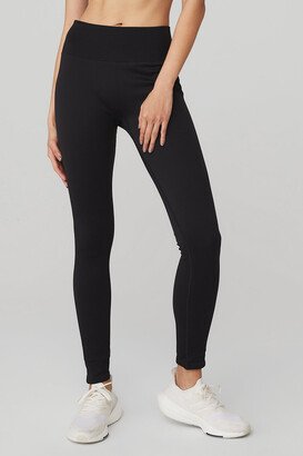 Seamless High-Waist Ribbed Legging in Black, Size: XS