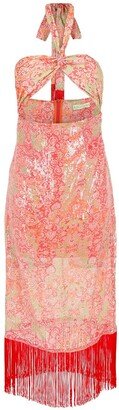 Paisley-Print Halterneck Midi Dress