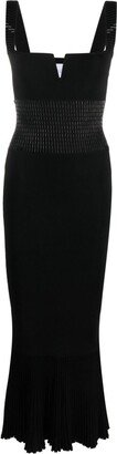 Beaded Ribbed-Knit Midi Dress