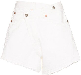 Crossover Waist Denim Shorts