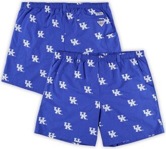 Men's Royal Kentucky Wildcats Big and Tall Backcast Ii Allover Print Logo Omni-Shade Shorts