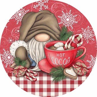 Round Hot Cocoa Gnome Wreath Sign, Personalize It By Pam, Signs, Signs For Wreaths