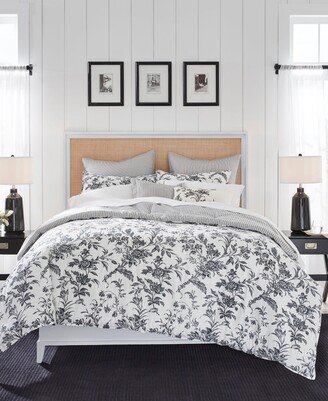 Amberley Cotton Reversible 5 Piece Comforter Set, Twin - Black/white
