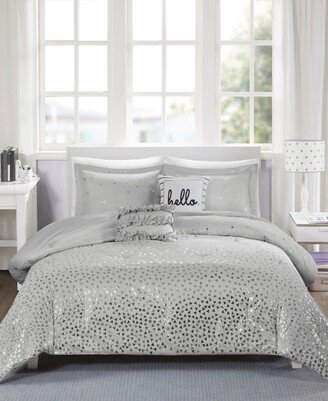 Closeout! Zoey Reversible 5-Pc. Full/Queen Comforter Set - Grey/Silver