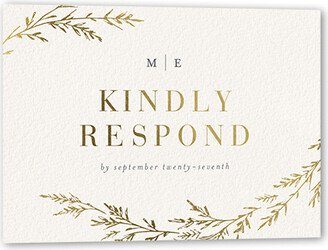 Rsvp Cards: Spectacular Spruce Wedding Response Card, Gold Foil, Beige, Matte, Signature Smooth Cardstock, Square