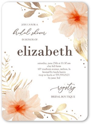 Bridal Shower Invitations: Desert Floral Bridal Shower Invitation, White, 5X7, Matte, Signature Smooth Cardstock, Rounded