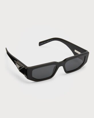 Triangle Logo Bicolor Rectangle Sunglasses