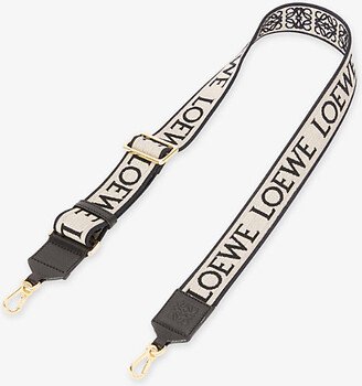 Navy/black Anagram Loop Cotton and Leather bag Strap-AA