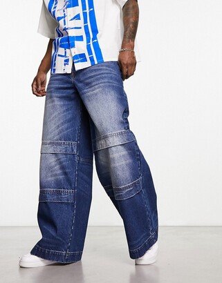 extreme wide leg jeans in y2k wash