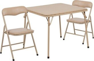 Kids Tan 3 Piece Folding Table and Chair Set