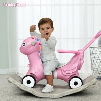 4 in 1 Baby Rocking Horse with Music-Pink - 30 x 13 x 21