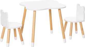 Kids Table and Chair Set for Arts, Meals, Wood, White