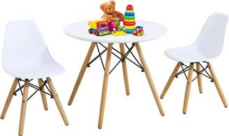 Kids Modern Dining Table Set Round Table with 2 Armless Chairs