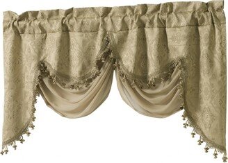 Kate Aurora Georgina Ultra Luxurious Raised Jacquard And Fringed Trimmed Austrian Window Valance Curtains