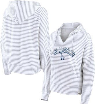 Women's Branded White Los Angeles Dodgers Striped Arch Pullover Hoodie