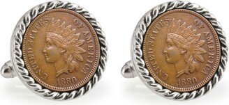 American Coin Treasures Usc 1880 Rope Bezel Penny Coin Cuff Links