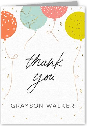 Thank You Cards: Balloon Backsplash Thank You Card, Orange, 3X5, Matte, Folded Smooth Cardstock