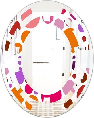 Designart 'Abstract Geometric Circular Retro II' Printed Modern Round or Oval Wall Mirror - Space