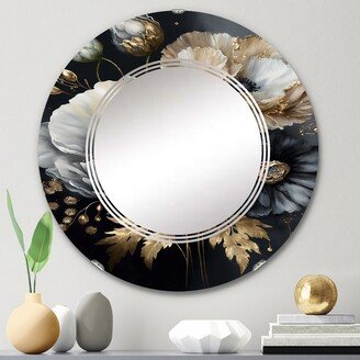 Designart 'Grey Gold Flower Bouquet II' Printed Floral Wall Mirror