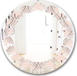 Designart 'Retro Ornament With Decorative Elements' Printed Modern Round or Oval Wall Mirror - Leaves