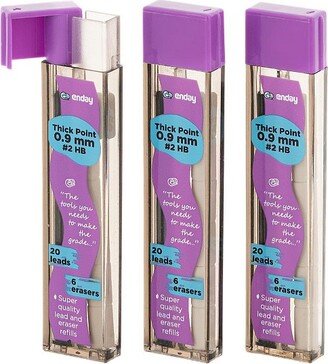 Enday Eraser And Lead Refill Tube 0.9mm, 3 Pack