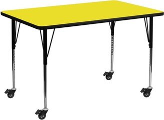 Emma+oliver Mobile 24X48 Rectangle Hp Laminate Adjustable Activity Table