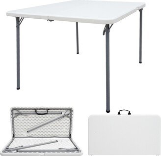 SUMKEA 3ft Square Banquet Folding Table for Indoor and Outdoor, White