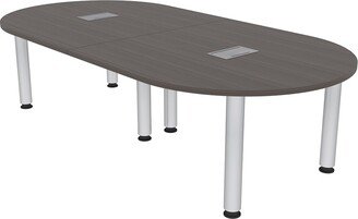 Skutchi Designs, Inc. 8x4 Racetrack Shaped Conference Table Silver Post Legs Power And Data