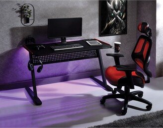 Calnod Gaming Table with USB Port, Black & Red Finish