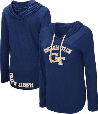 Women's Navy Georgia Tech Yellow Jackets My Lover Lightweight Hooded Long Sleeve T-shirt