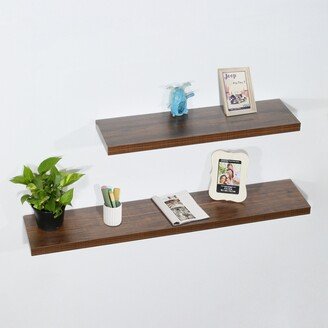 DAVEE FURNITURE Luka Set of 2 Antique Walnut Floating Shelf - 31.5