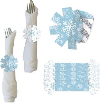 Winter Wonderland - Snowflake Holiday Party & Wedding Paper Napkin Holder Rings Set Of 24